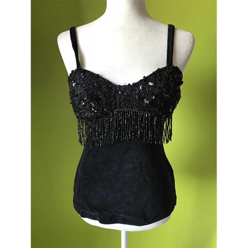 Zum Zum Sweetheart Neck Sequin Frill Bodice Cami S